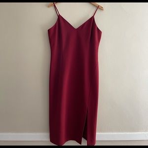 BCBG BURGANDY SPAGHETTI STRAP DRESS